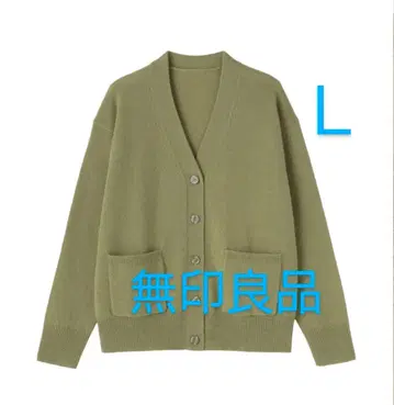무인양품 워셔블 울 미들 게이지 V넥 가디건 L 라이트 그린