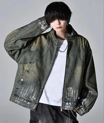 ADRER 3way zip sleeve blast 데님 블루종