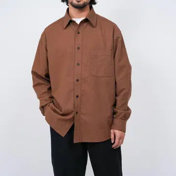 OVY 소프트 플란넬 와이드 셔츠 L 브라운 브라운