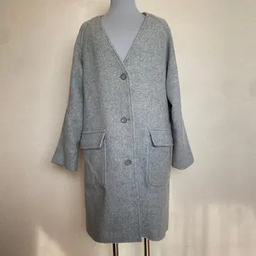 coen enjoy easy chic 그레이 노카라 코트 포켓 있음