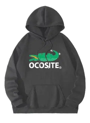 [ OCOSITE/플리스 풀 후드티 블랙 S ] 오코시테 재미있는 패러디