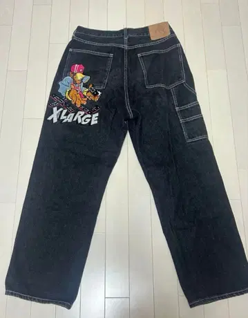 XLARGE 블랙 데님 와이드 팬츠