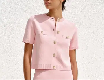 Zara 숏 슬리브 니트 가디건 핑크