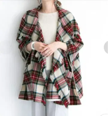 어반 리서치 체크 무늬 프린지 판초 새상품