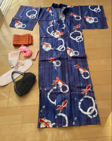 금붕어 무늬 유카타 오비 세트