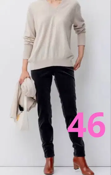 새상품 23구 데님 46 데님 큰 사이즈 세탁 가능 벨벳 스트레치 팬츠