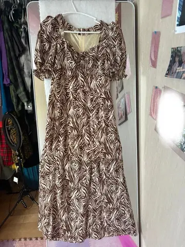 jouetie 제브라 패턴 브라운 원피스