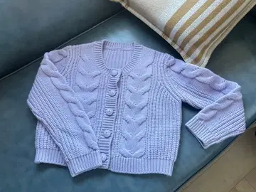 라벤더 케이블 짜임 가디건
