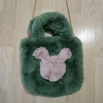 퍼 숄더백 미키풍 그린