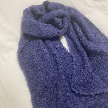 작가 손뜨개질 니트 대형 스톨 프랑스제 실크 혼방 울 퍼플