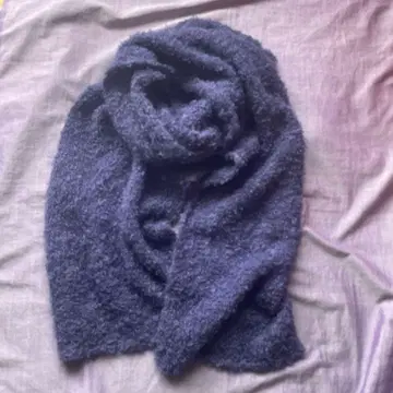 작가 손뜨개질 니트 대형 스톨 프랑스제 실크 혼방 울 퍼플 240cm