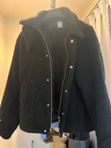 Casper John 울 샤기 블루종 S 블랙 2023AW 상품