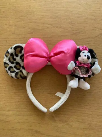 [레어] 단종 미니 마우스 레오파드 무늬 머리띠 마스코트 부착