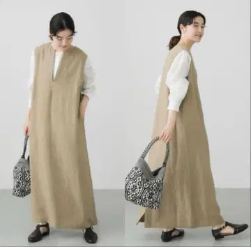 카구레 린넨 박스 원피스 미사용 택 포함