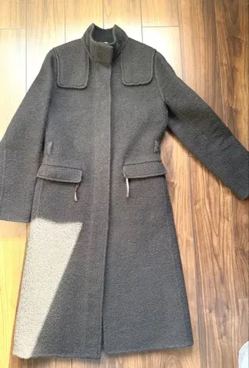 카키 울 롱 코트