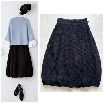 정가 5만 Rene 24AW 팬시 트위드 벌룬 스커트 블랙