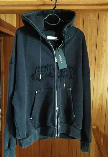 헤비웨이트 로고 세미 숏 빈티지 더블 지퍼 후드티