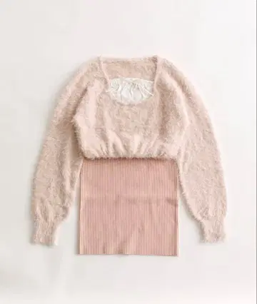 OLIVE des OLIVE Yui 기획 니트 미니 원피스 핑크