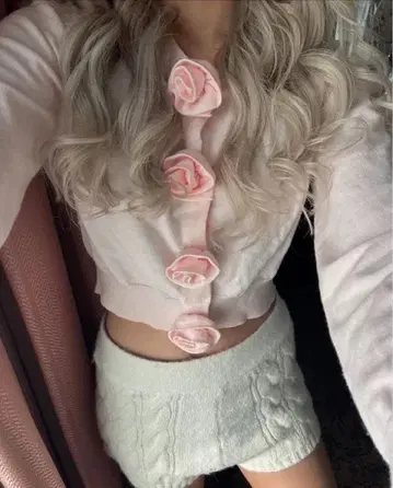 Treat Urself Rose flower motif cardigan