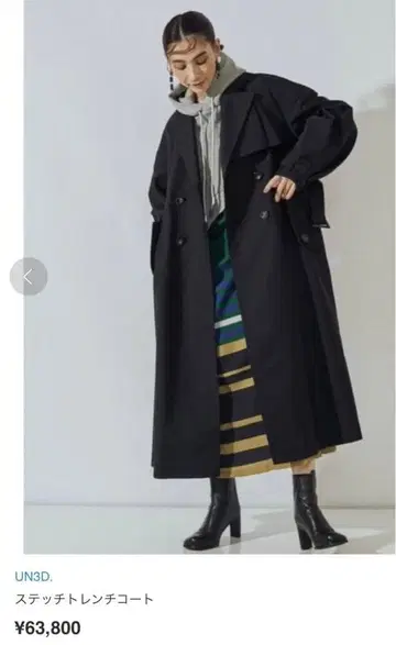 [ 새상품급 ] un3d 아나운 스티치 트렌치코트 블랙