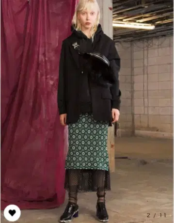 [ UN3D. ] 스퀘어 플라워 니트 모자이크 메쉬 그린