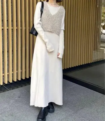 mystic 니트 베스트 원피스 세트