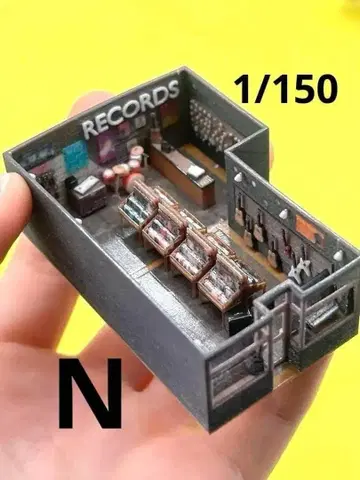 N 게이지 레코드샵 피규어용 1/64보다 작은 디오라마 주택 모형