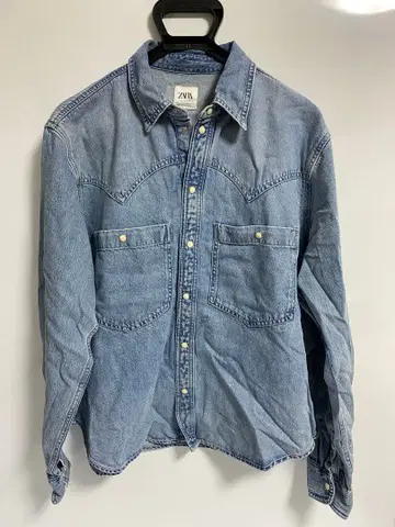 재고 세일 미사용 ZARA 데님 셔츠 M 라이트 블루