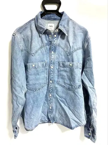 미사용 ZARA 데님 셔츠 M 라이트 블루