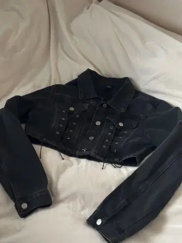 SHEIN 블랙 크롭 데님 자켓