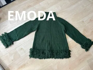 EMODA 에모다 하이넥 프린지 니트