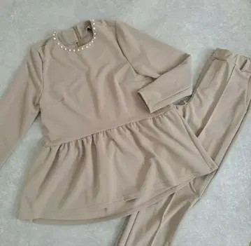 페플럼 팬츠 셋업 베이지 L 사이즈