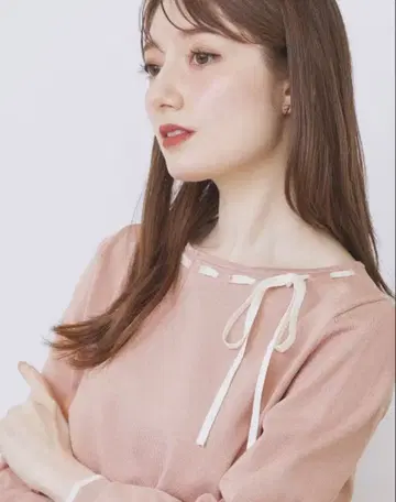 [택 포함 새상품] index 사다리 리본 바이컬러 니트