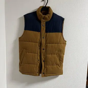 GAP 퀼팅 다운 베스트 XS 브라운 네이비