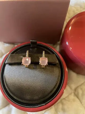 포메라토 로즈쿼츠 다이아 후프 귀걸이