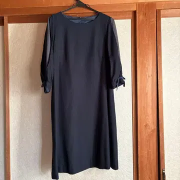 네이비 7부 소매 원피스