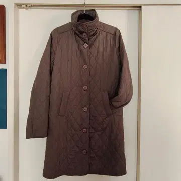 미셸 클라인 브라운 퀼팅 자켓 롱 기장 코트