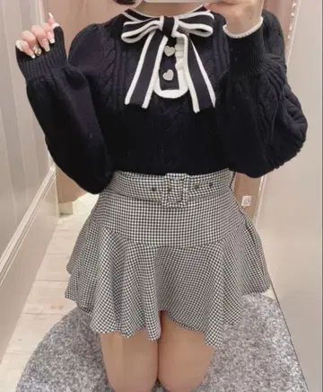 evelyn 플레어 숏팬츠 체크