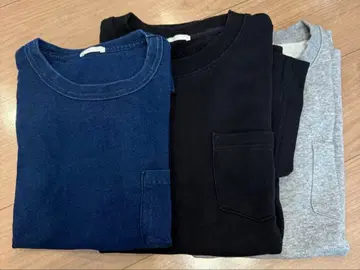 중고 GU 포켓 부착 반팔 맨투맨 크루넥 3개 세트