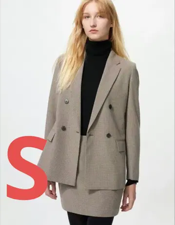 유니클로 더블 자켓 브라운 S