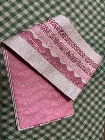 부드러운 핑크색 반폭 오비 / 쇼트케이크 풍