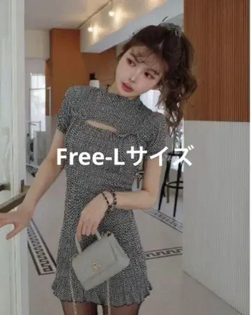 Darich 리본 셔링 체크 미니 원피스 BLK FL