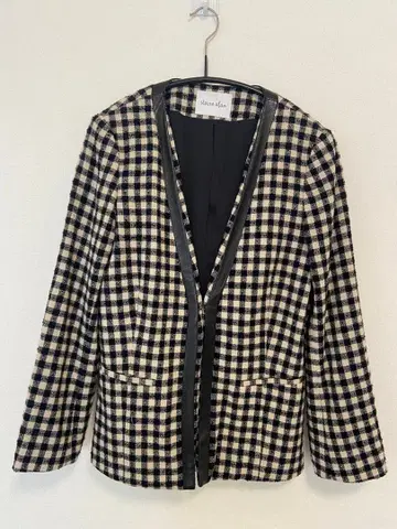 steven alan 체크 무늬 노카라 자켓