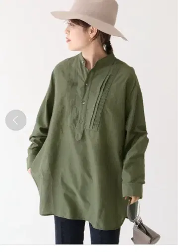 Spick and Span 올리브 그린 긴팔 셔츠