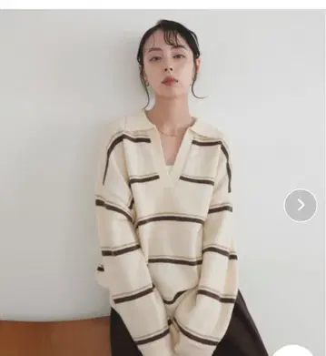 LIAN 알파카 터치 보더 폴로 니트