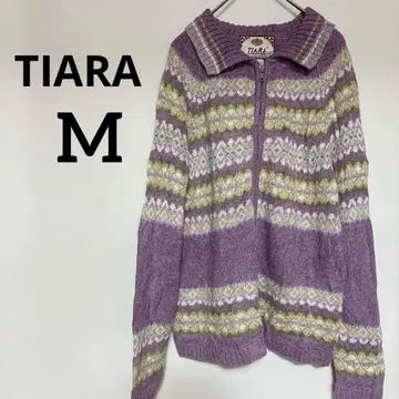 새상품급 TIARA [ M ] 집업 가디건 니트 퍼플 겨울