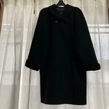 블랙 울 코트 래글런 슬리브