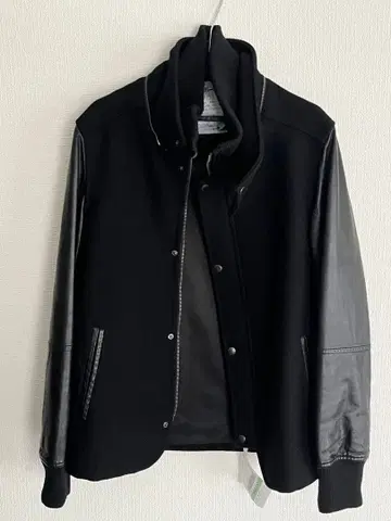 AZ jun hashimoto 가죽 바시티 자켓 블랙