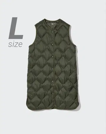 유니클로 울트라 라이트 다운 롱 베스트 올리브 L