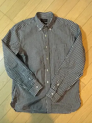 BEAMS PLUS 버튼다운 깅엄 체크 셔츠 블랙 사이즈 M